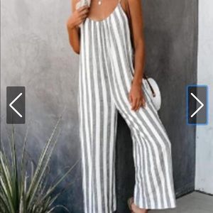 Striped wide leg jumpsuit